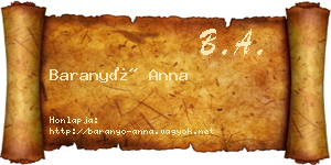 Baranyó Anna névjegykártya